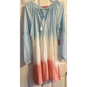 Simply Southern Layered Dress Med Cotton Gender Revel Ombre Pink Blue Tassel